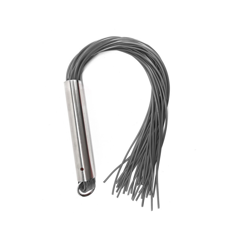 Martinet Homme Noir Manche Métal Lanières en Cuir Pvc