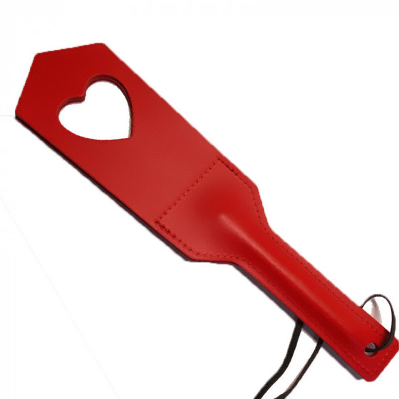 Paddle en Cuir Coeur Rouge