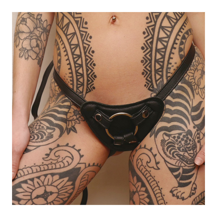 Strap‑on noir 1 attache anneaux – Harnais & accessoire BDSM | Ma Boutique en Folie