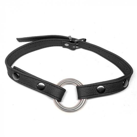 Baillon Anneau Cuir Noir