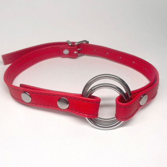Baillon Anneau Cuir Rouge