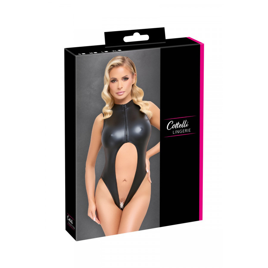 Body noir ouvert à l’entrejambe – Cotelli Lingerie sexy