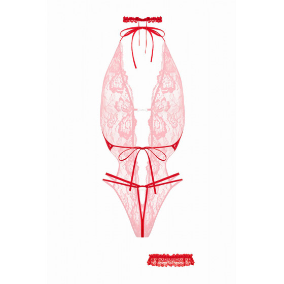 Ensemble body ouvert Renee rouge - Christine Pas Cher