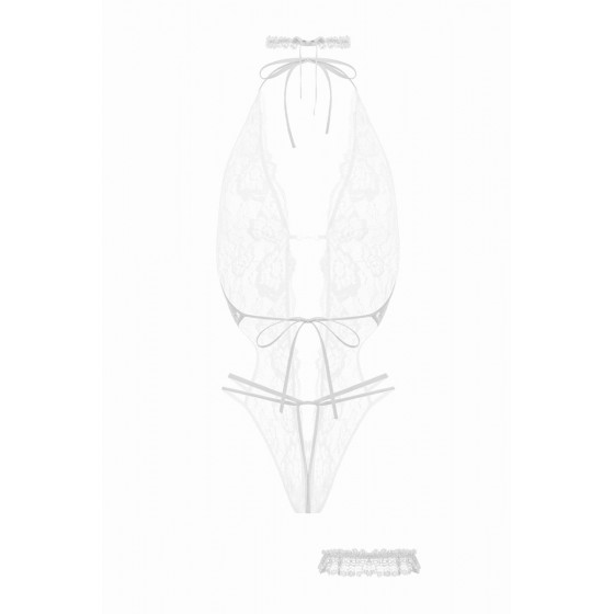 Ensemble body ouvert Renee blanc  Pas Cher