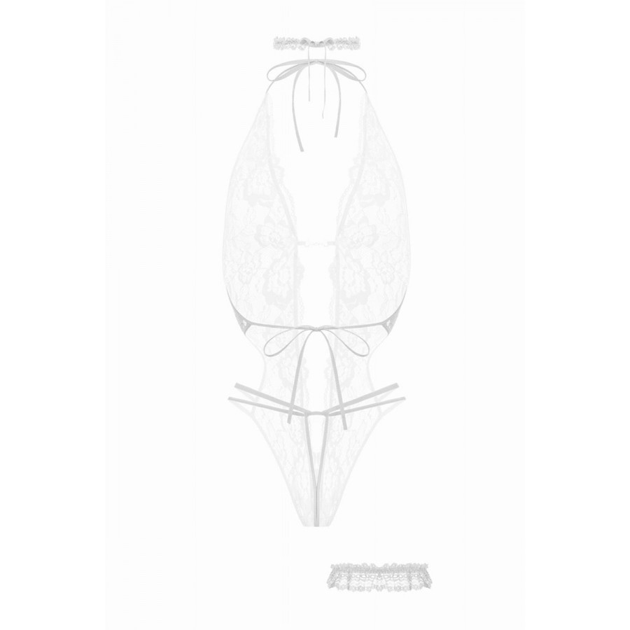 Ensemble body ouvert Renee blanc  Pas Cher