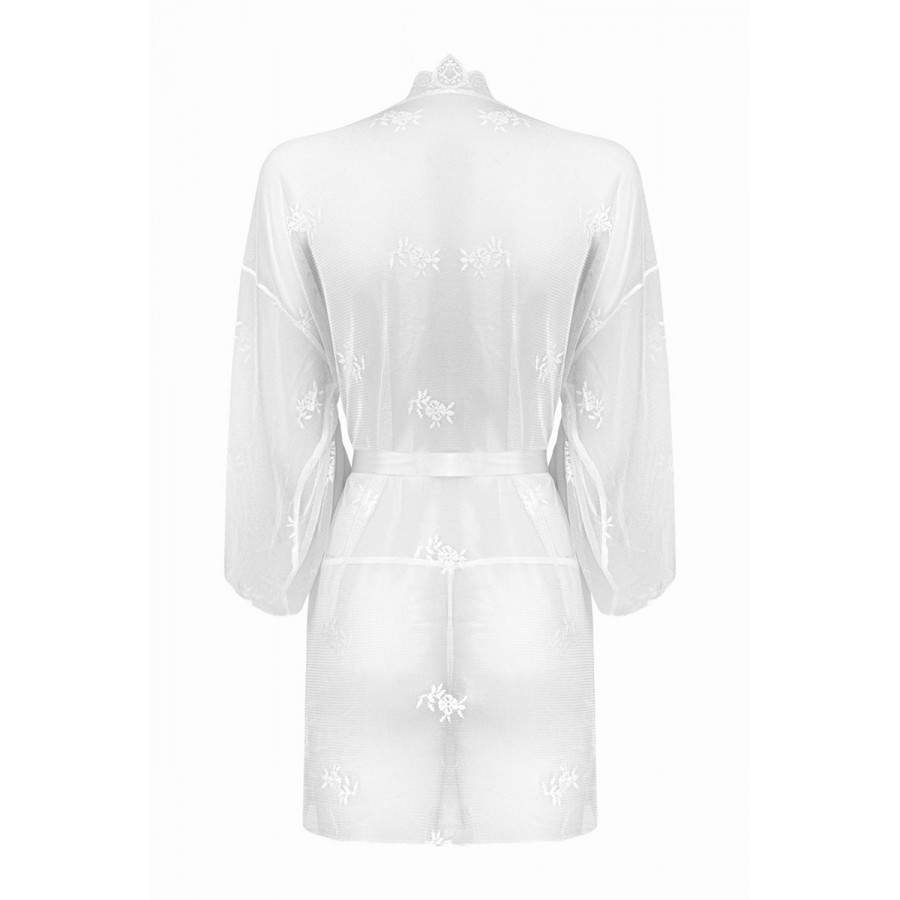 Ensemble Peignoir Déshabillé Blanc Femme Sexy Pas Cher
