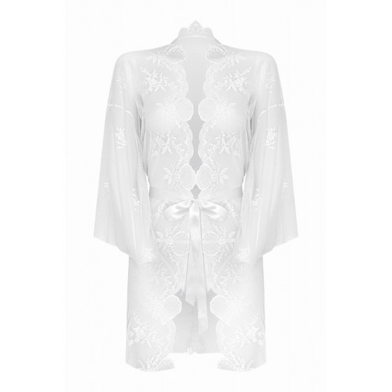 Ensemble Peignoir Déshabillé Blanc Femme Sexy Pas Cher