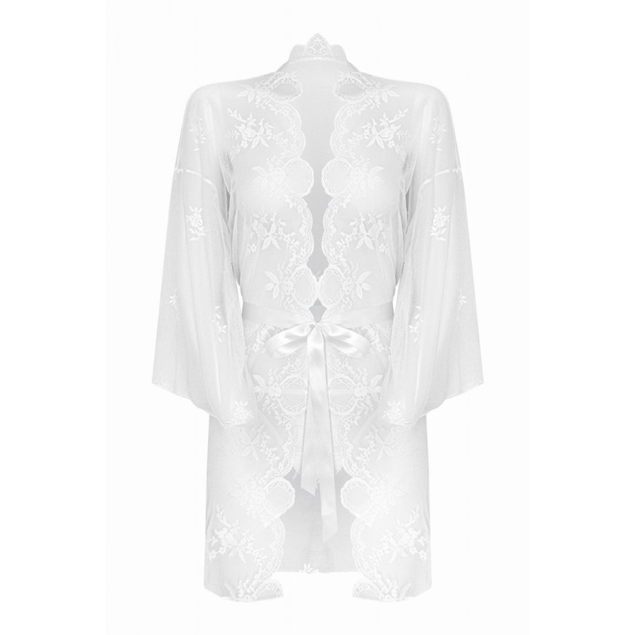 Ensemble Peignoir Déshabillé Blanc Femme Sexy Pas Cher