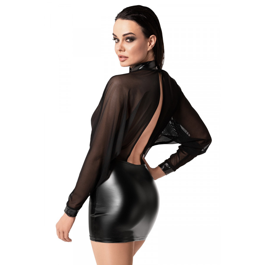 Mini robe Opium F348 wetlook et tulle – Robe Sexy Femme