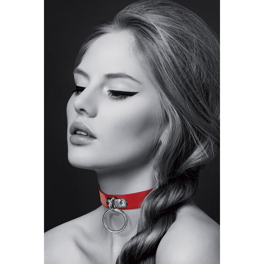 Collier Fétish Rouge avec Anneau – Bijoux BDSM Sexy