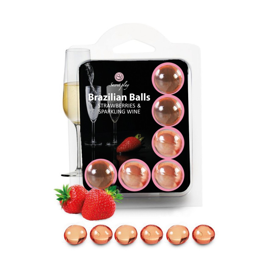 Billes de Massage Brazilian Balls Fraise & Champagne – Huile sensuelle