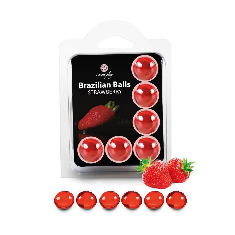 6 Billes de Massage Brazilian Balls Fraise – Huile de massage gourmande