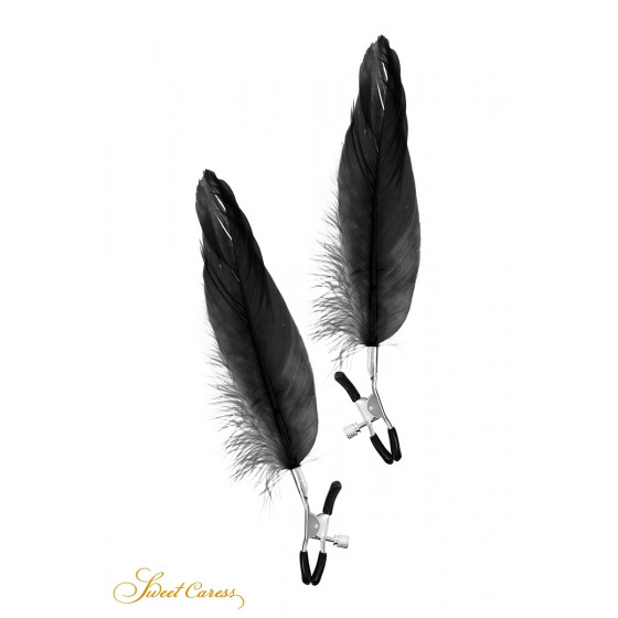 Pinces à Seins Plume Noire - Sweet Caress