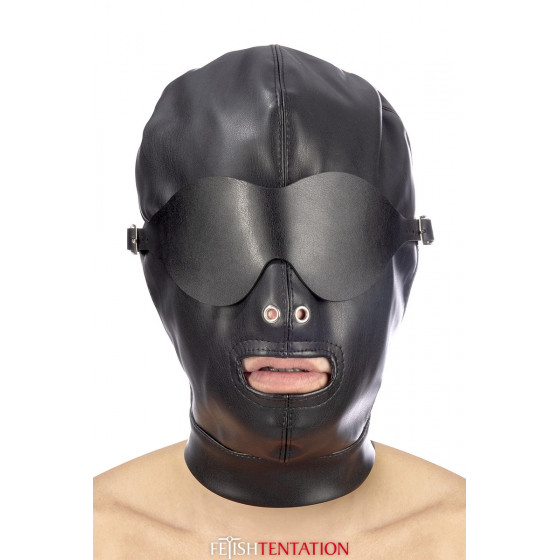 Cagoule Simili Cuir avec Bandeau Amovible - Fetish Tentation
