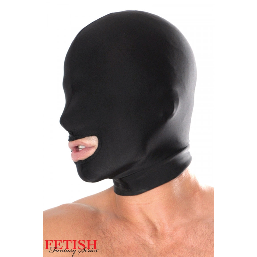 Cagoule spandex bouche ouverte – Masque BDSM sensuel & ajustable