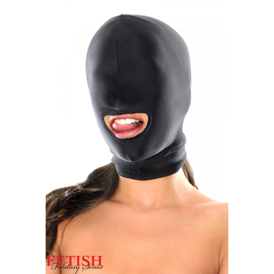 Cagoule spandex bouche ouverte – Masque BDSM sensuel & ajustable