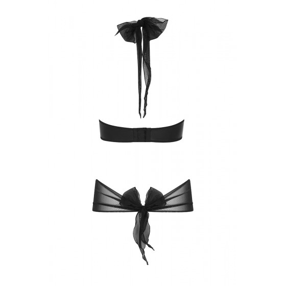 Ensemble Kesmina faux‑cuir noir – 2 pièces corset & string