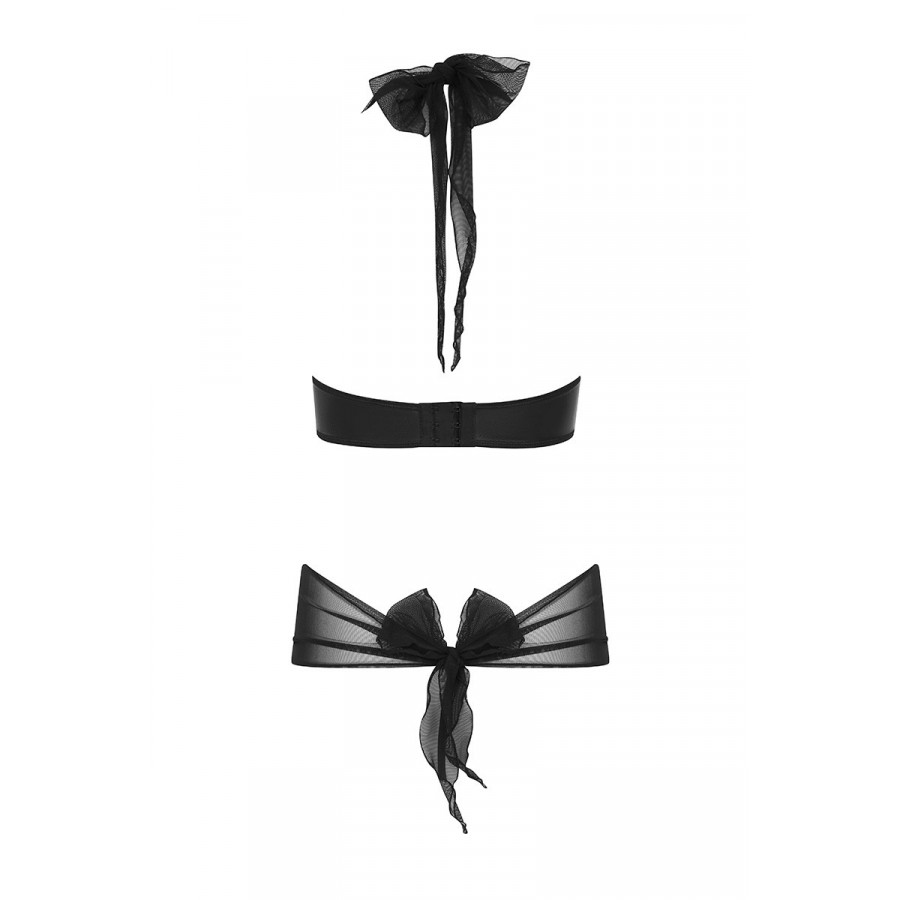 Ensemble Kesmina faux‑cuir noir – 2 pièces corset & string