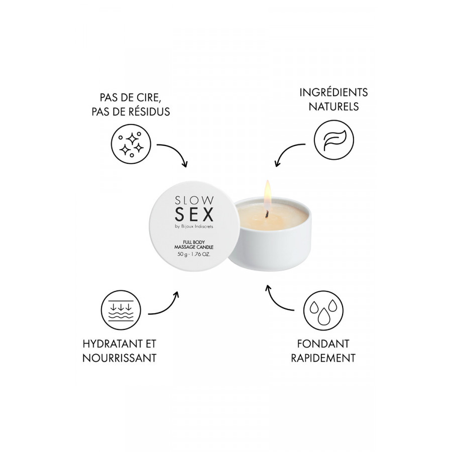 Bougie de massage Slow Sex – Bijoux Indiscrets | Huile tiède naturelle