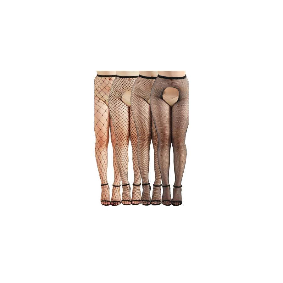 Pack 4 collants ouverts résille Pas Cher