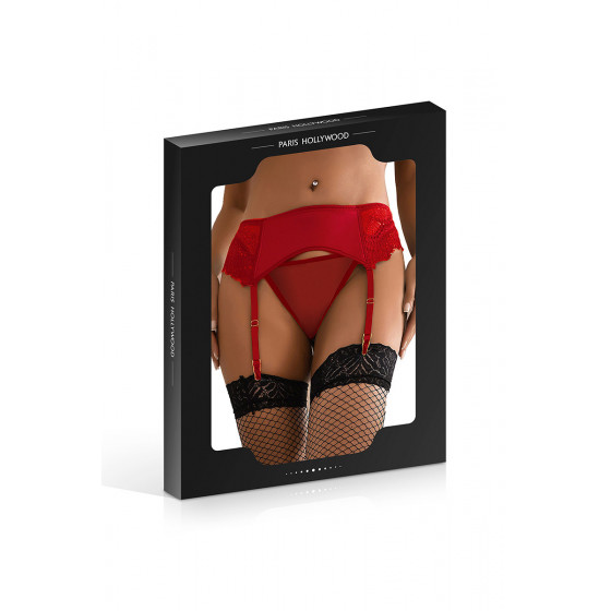 Porte-jarretelles en dentelle avec string rouge pas cher - Livraison Rapide
