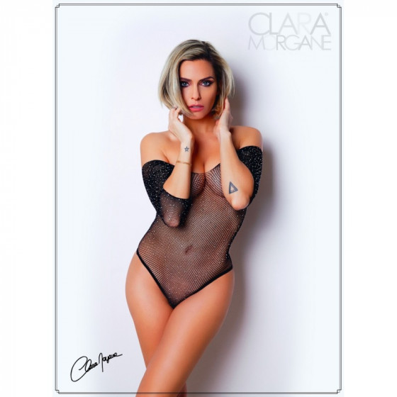 Body noir avec manches 3/4 - Le Numéro 2  Pas Cher par Clara Morgane
