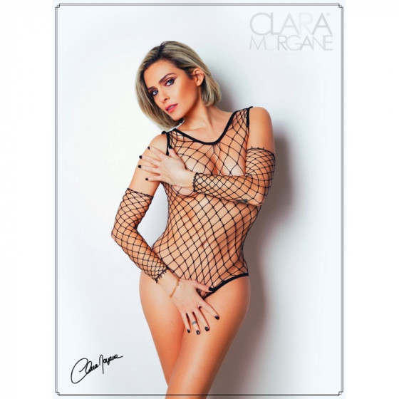 Body noire fine résille - Le Numéro 3 Pas Cher par Clara Morgane