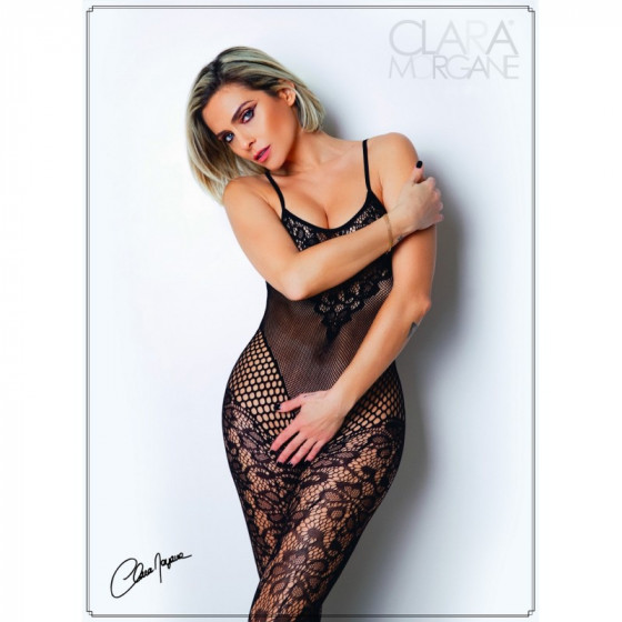 Bodystocking en dentelle florale et fine résille - Le Numéro 19 Pas Cher