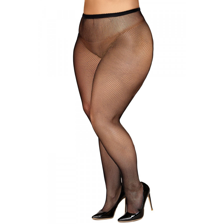 Collant résille grande taille fine maille noir Pas Cher