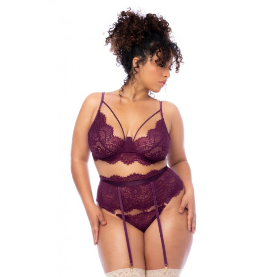 Ensemble 3 pièces grande taille bordeaux Sexy Pas Cher