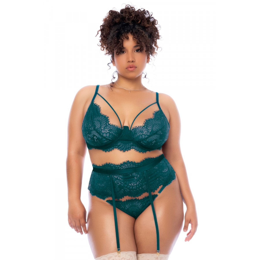 Ensemble 3 pièces grande taille vert Sexy Pas Cher