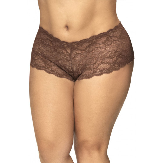 Shorty grande taille en dentelle couleur cacao Sexy Pas Cher