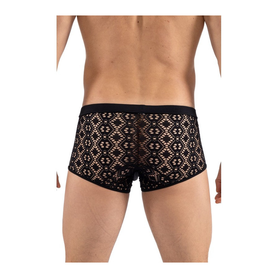 Boxer Noir Résille Brodée Shinny Pas Cher