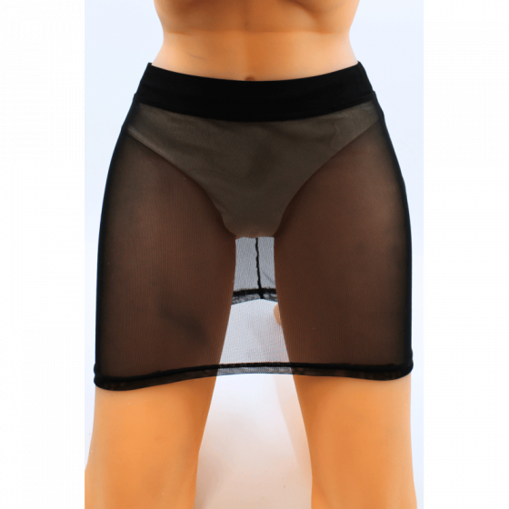 Jupe Noire en Résille Transparente Pas Cher