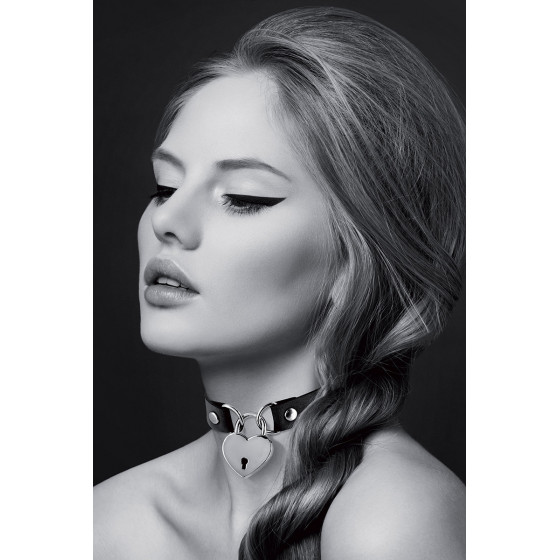 Collier Noir Cadenas Coeur - Bijoux Pour Toi Pas Cher