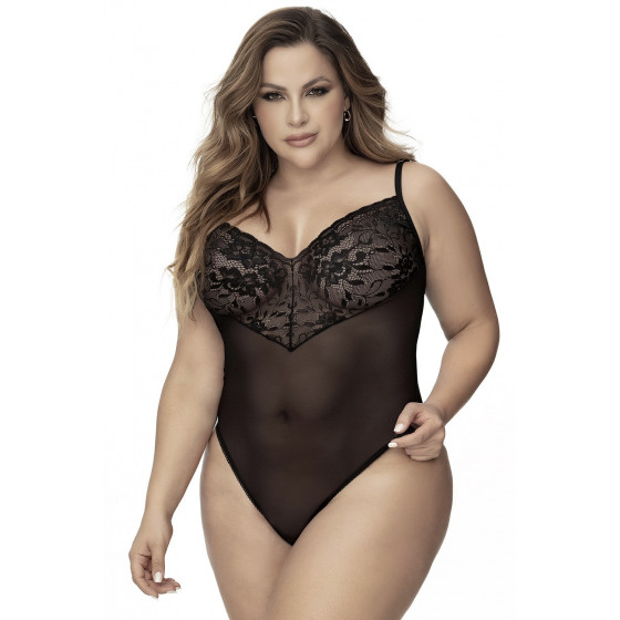 Body, grande taille, noir en dentelle et résille noire Pas Cher - Livraison Rapide