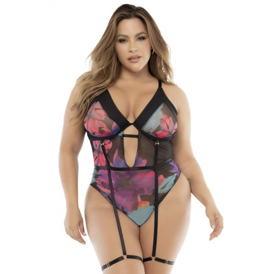 Body noir, grande taille, imprimé fleurs exotiques  Pas Cher - Livraison Rapide