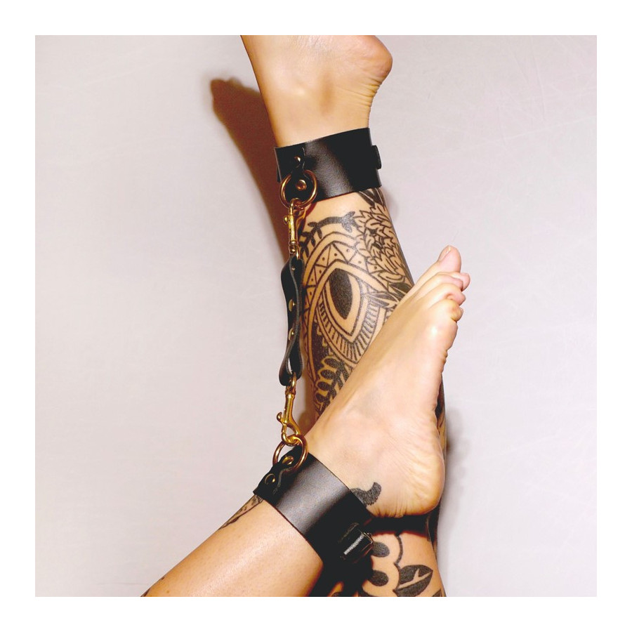 Chevillères en Cuir Collection Anneaux Noir & Gold